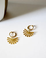 Clip On Hoop Earrings With Brass Charm