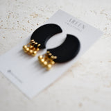 Black Moon Clay& Brass Earrings