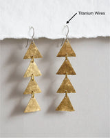 Hammered Brass Triangle Earrings