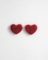 Glitter Heart Polymer Clay Earrings, in Pink