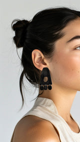 Black Distressed Polymer Clay Earrings
