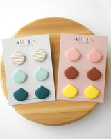 Polymer Clay Stud Earrings, Pierced or Non Pierced Clip On