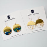 Acetate Gold Foil Brass Statement Earrings