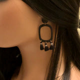 Black Brass Tassel Earrings