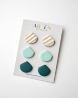 Polymer Clay Stud Earrings, Pierced or Non Pierced Clip On