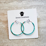 Beaded Silver Hoop Earrings