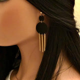 Black Brass Drop Dangle Statement Earrings