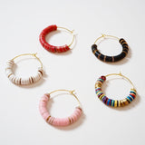 Vinyl Phono & Brass Beaded Medium Hoops