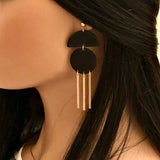 Black Brass Half Moon Statement Earrings