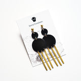 Black Brass Drop Dangle Statement Earrings