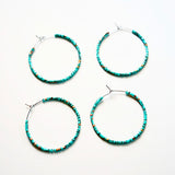 Beaded Silver Hoop Earrings