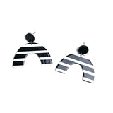 Acetate Arch Black & White Stripe Earrings