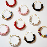 Vinyl Phono & Brass Beaded Medium Hoops