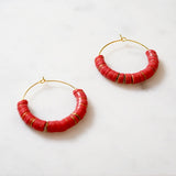 Vinyl Phono & Brass Beaded Medium Hoops