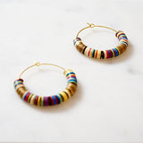 Vinyl Phono & Brass Beaded Medium Hoops