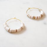 Vinyl Phono & Brass Beaded Medium Hoops