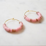 Vinyl Phono & Brass Beaded Medium Hoops