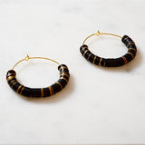 Vinyl Phono & Brass Beaded Medium Hoops