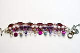 Multi Strand Glass & Amethyst Gemstone Bracelet