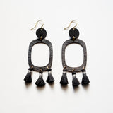 Black Brass Tassel Earrings
