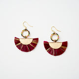 Plum Raffia Straw Fan Earrings