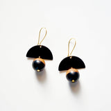 Black Brass Wood Bead Earrings