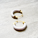 White Vinyl Beaded Hoop Earrings