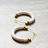 White Vinyl Beaded Hoop Earrings