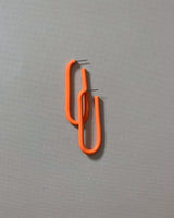 Skinny Oval Polymer Clay Hoops, Orange