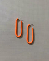 Skinny Oval Polymer Clay Hoops, Orange