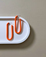 Skinny Oval Polymer Clay Hoops, Orange