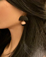 Black Brass Wood Bead Earrings