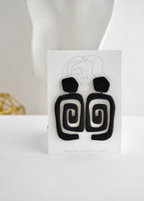Swirl Black Polymer Clay Earrings