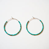 Beaded Silver Hoop Earrings