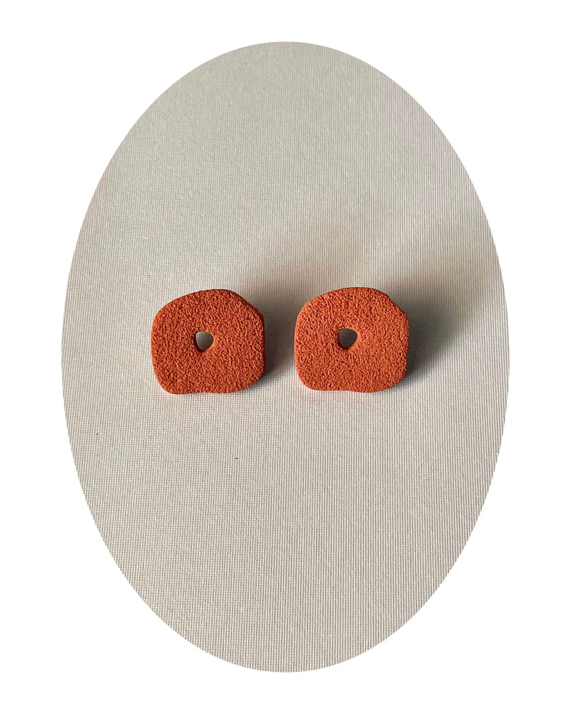 Terracotta Textured Polymer Clay Studs Earrings with Titanium Earring Posts