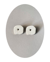 White Textured Polymer Clay Studs Earrings with Titanium Earring Posts