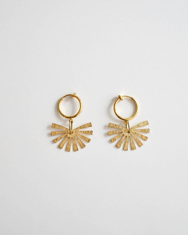 Clip On Hoop Earrings With Brass Charm