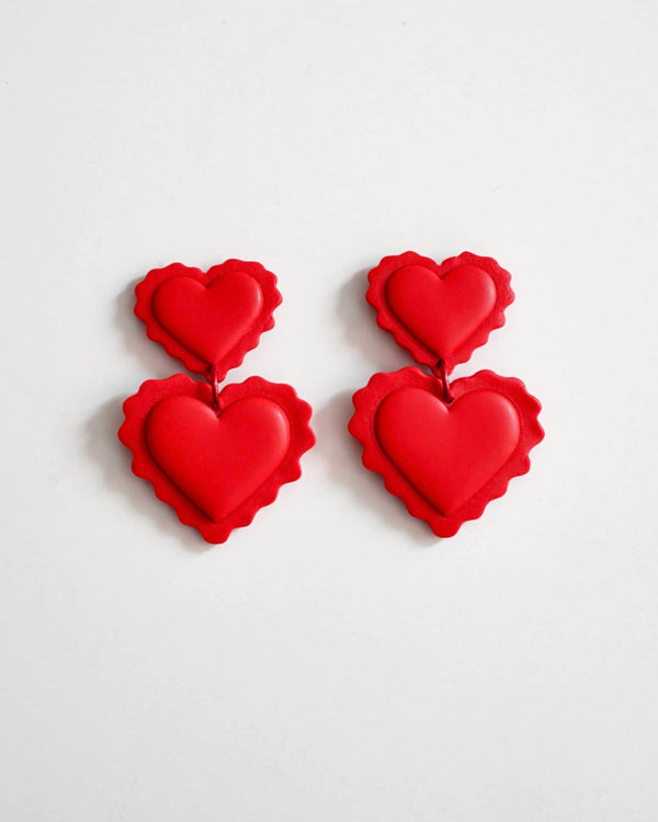 Scalloped Valentine Clay Earrings