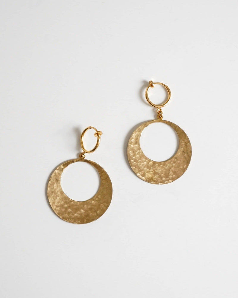 Hammered Brass Hoop Earrings