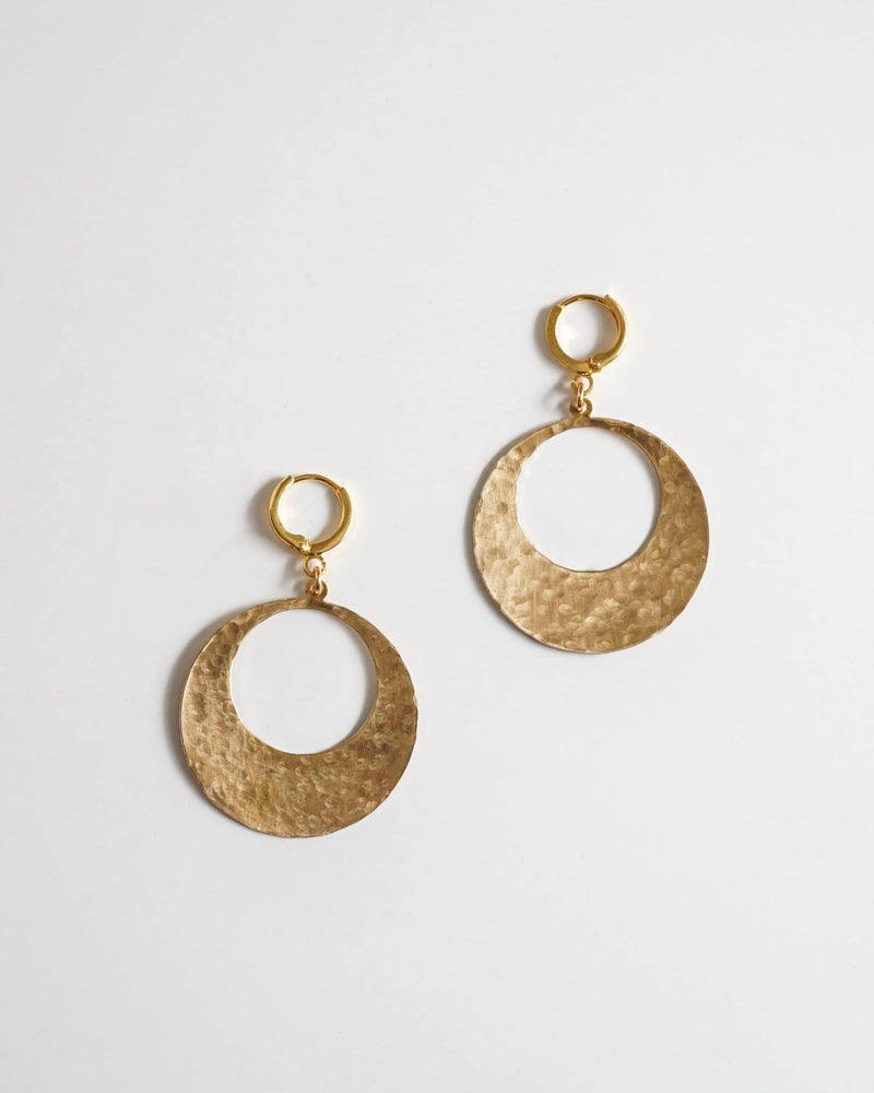 Hammered Brass Hoop Earrings