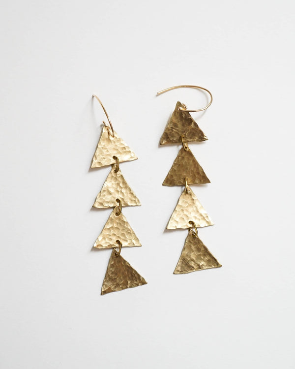 Hammered Brass Triangle Earrings