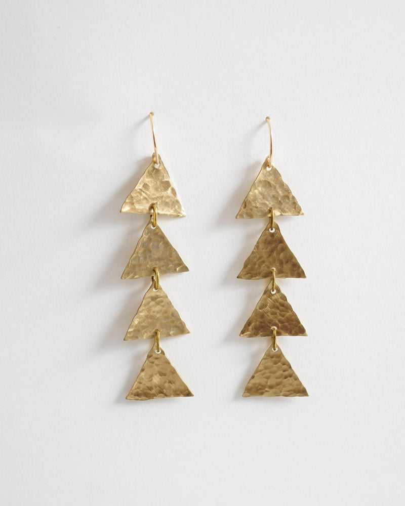 Hammered Brass Triangle Earrings