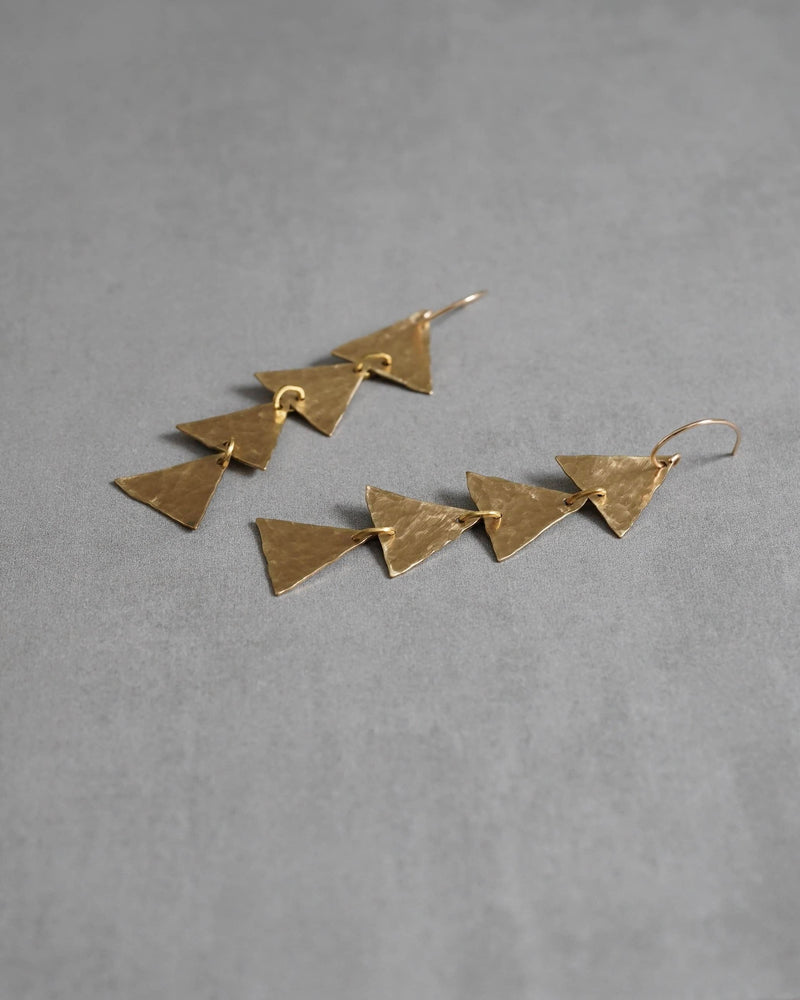 Hammered Brass Triangle Earrings