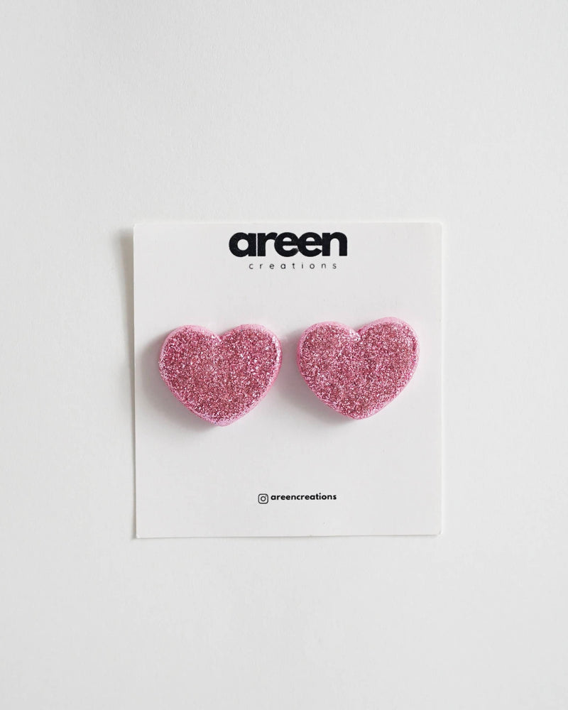 Glitter Heart Polymer Clay Earrings