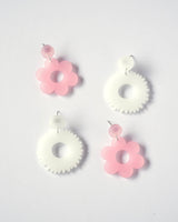 Frosted Flower Dangle Earrings - Pink
