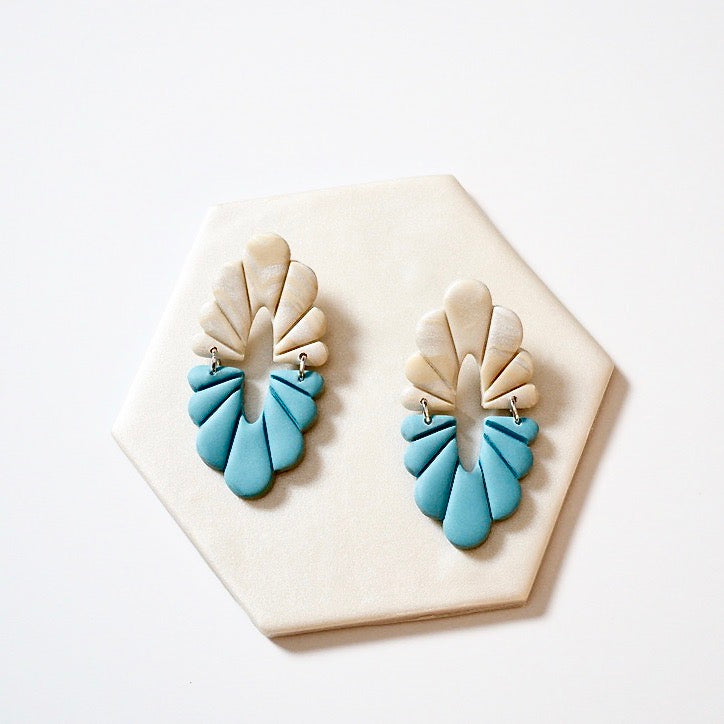 Audra Polymer Clay Earrings, Blue