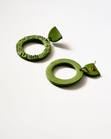 Green Polymer Clay Hoop Earrings