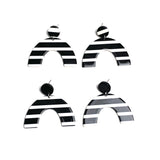 Acetate Arch Black & White Stripe Earrings