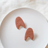 Blush Pink Abstract Arch Large Polymer Clay Stud Earrings, Pierced or Non-Pierced Clip On
