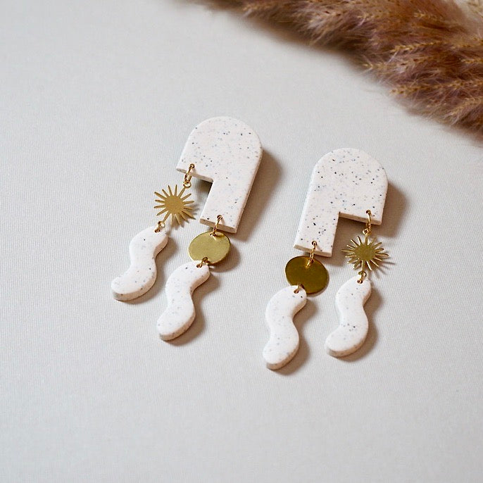 Lexi Polymer Clay Earrings, White